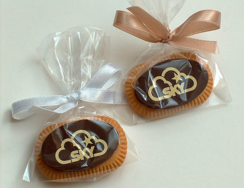 Personalized Chocolate - Coffee Biscuit with Chocolate in a Polybag with ribbon, 5g