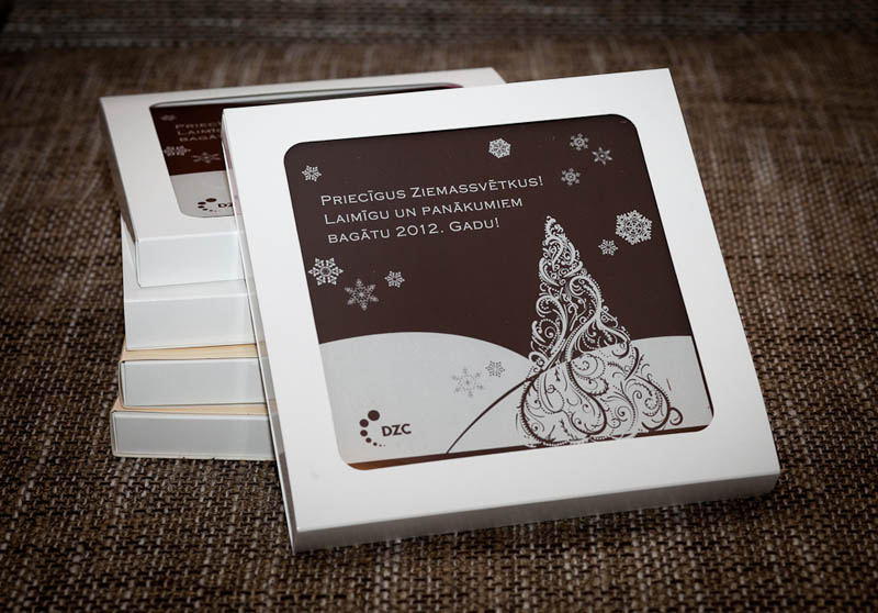 White Gift Boxes - 250g Promotional Chocolate Bar in a box