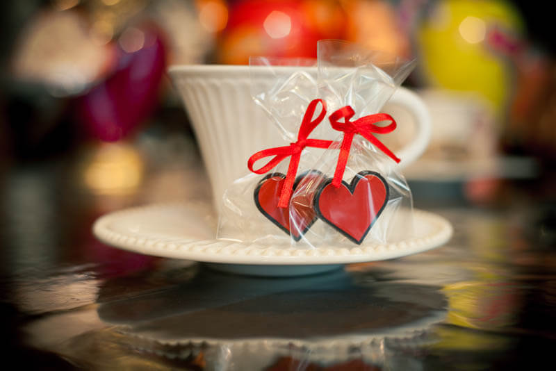 Coffee Chocolates - Chocolate Heart in a Bag with Ribbon, 3g