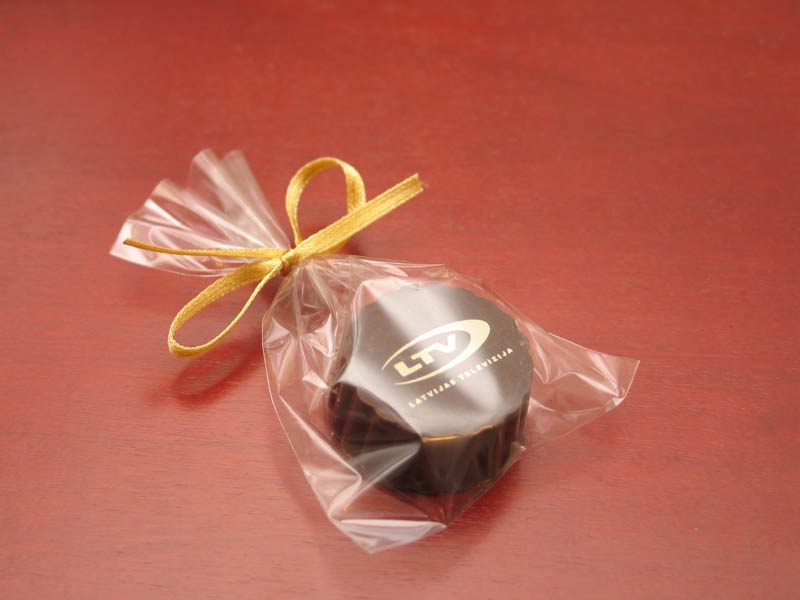 Praline With Filling - Praline with Hazel Nut Cream Filling in a polybag with Ribbon, 13g
