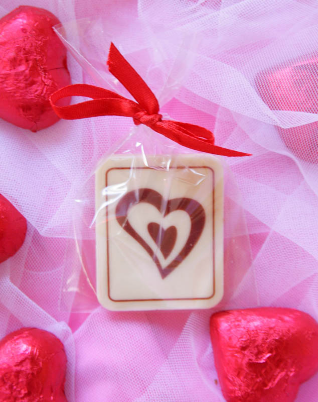 Wedding Chocolates - 7g Promotional Chocolate Bar in a Polybag with Ribbon