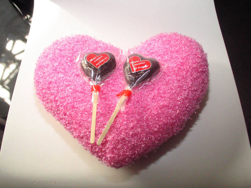 Wedding Chocolates - 10g Chocolate - marzipan heart on a stick