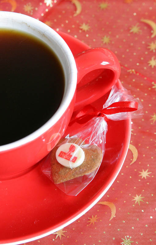 Coffee Chocolates - Gingerbread biscuit / Pepper Cookie with Chocolate in a Polybag with Ribbon, 5g