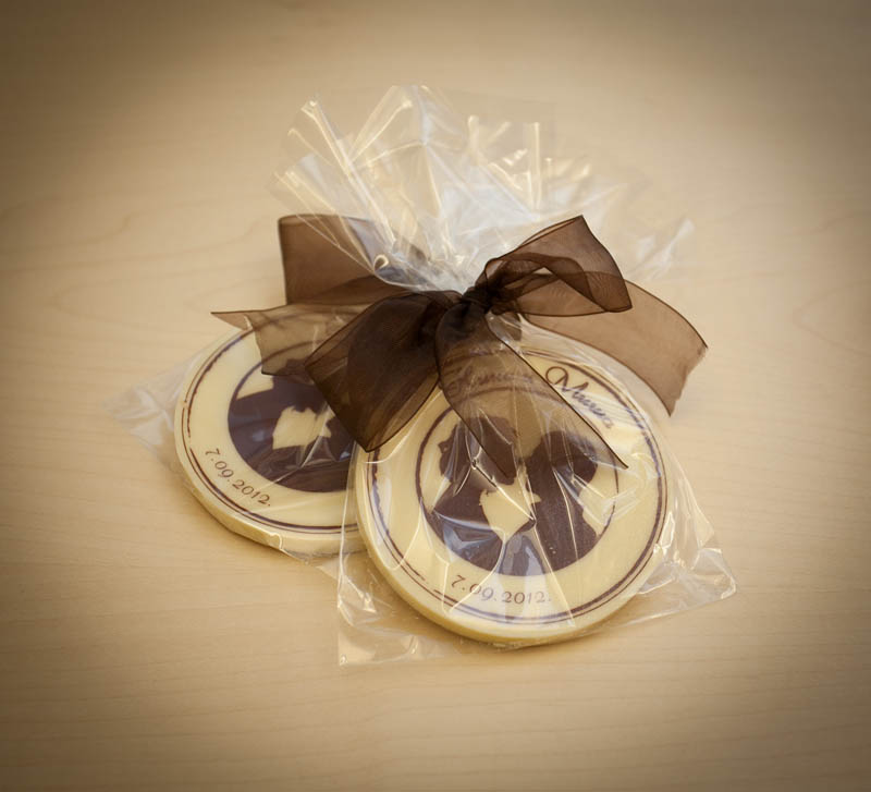 Wedding Chocolates - 50g Chocolate Medal in a bag with Ribbon